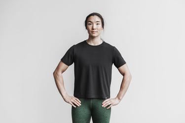 Nobull Lightweight Boxy Women's T Shirts Black | Australia (BV4816)